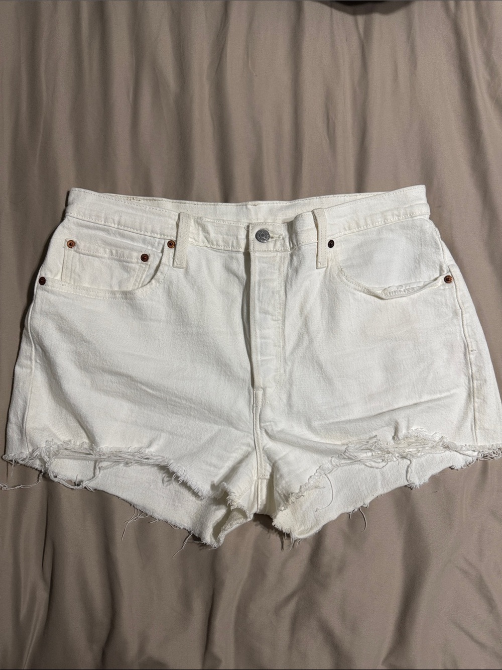 Levi White Denim Cutoff Shorts